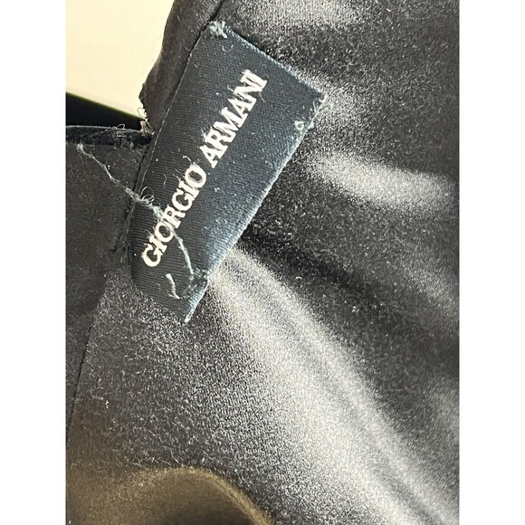 Vintage Giorgio Armani Black Velvet Bolero Shrug Satin Liner W/Studded Signature - Picture 8 of 11